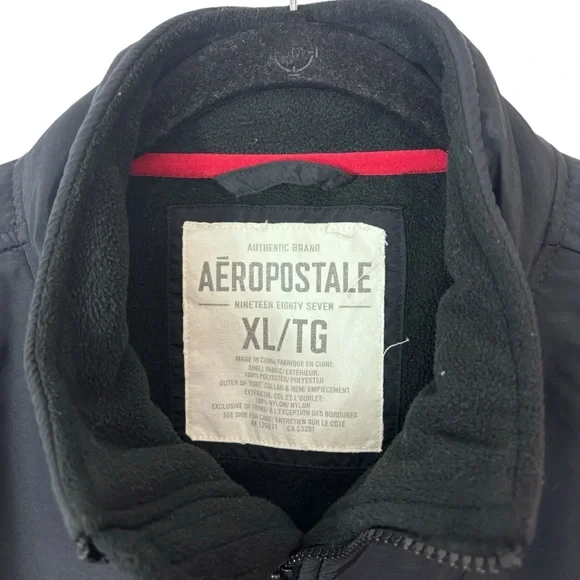 Aeropostale Y2K Men’s Fleece Jacket Zip Up Black Classic Size XL - Picture 7 of 9